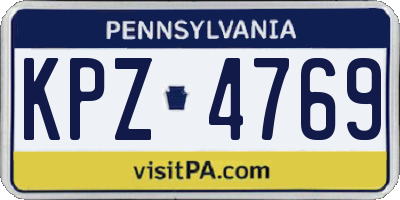 PA license plate KPZ4769