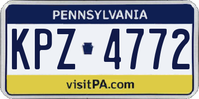 PA license plate KPZ4772