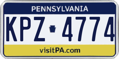 PA license plate KPZ4774