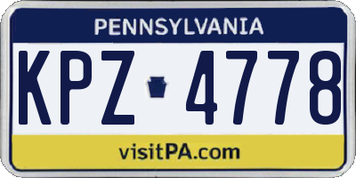 PA license plate KPZ4778