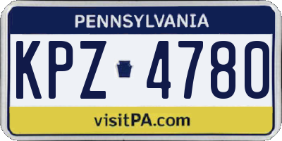 PA license plate KPZ4780