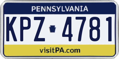 PA license plate KPZ4781
