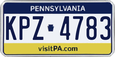 PA license plate KPZ4783