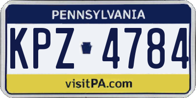 PA license plate KPZ4784