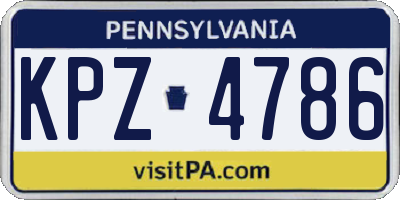 PA license plate KPZ4786