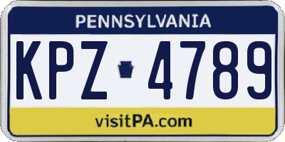 PA license plate KPZ4789