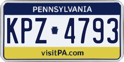 PA license plate KPZ4793