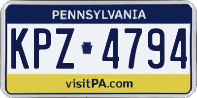 PA license plate KPZ4794