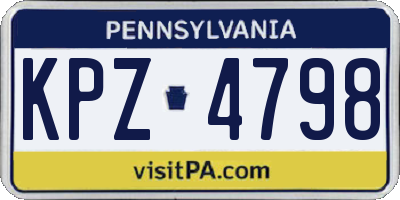 PA license plate KPZ4798