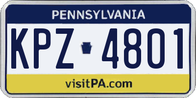 PA license plate KPZ4801