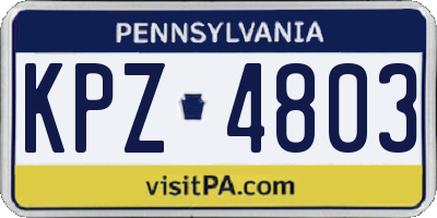 PA license plate KPZ4803