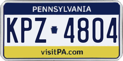 PA license plate KPZ4804