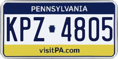 PA license plate KPZ4805