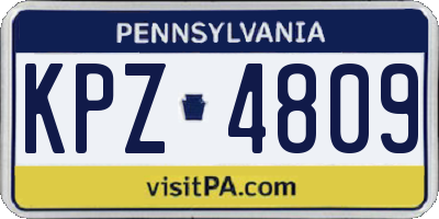 PA license plate KPZ4809