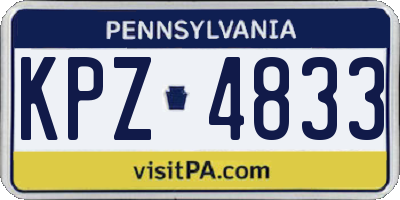PA license plate KPZ4833