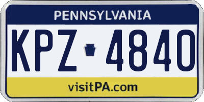 PA license plate KPZ4840