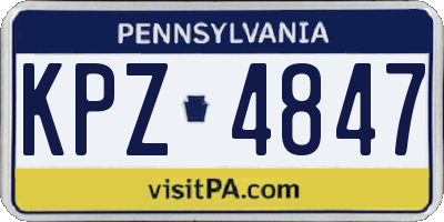PA license plate KPZ4847
