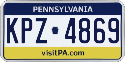 PA license plate KPZ4869