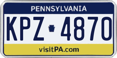 PA license plate KPZ4870