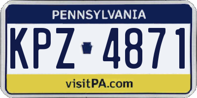 PA license plate KPZ4871