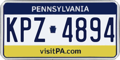 PA license plate KPZ4894