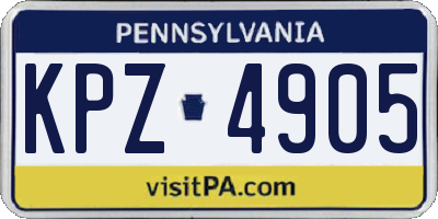 PA license plate KPZ4905