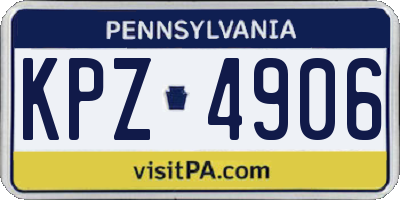 PA license plate KPZ4906