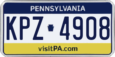 PA license plate KPZ4908