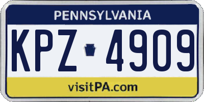 PA license plate KPZ4909