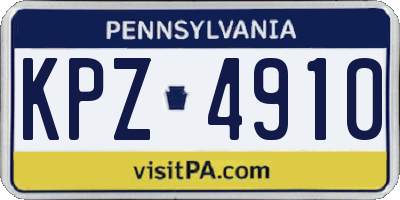PA license plate KPZ4910