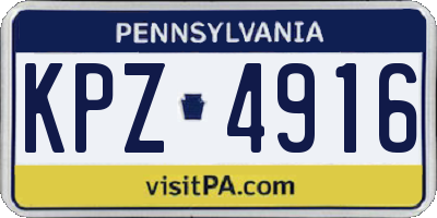PA license plate KPZ4916