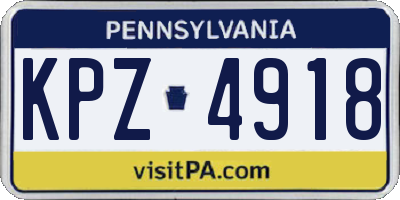 PA license plate KPZ4918