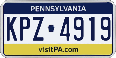 PA license plate KPZ4919