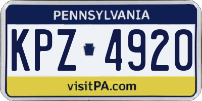 PA license plate KPZ4920