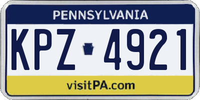 PA license plate KPZ4921