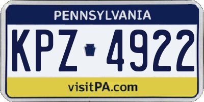 PA license plate KPZ4922