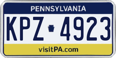 PA license plate KPZ4923
