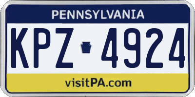 PA license plate KPZ4924