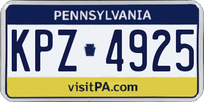 PA license plate KPZ4925