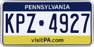 PA license plate KPZ4927