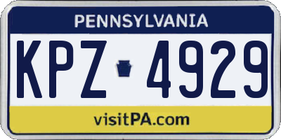 PA license plate KPZ4929