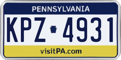 PA license plate KPZ4931