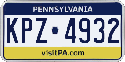PA license plate KPZ4932