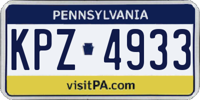 PA license plate KPZ4933