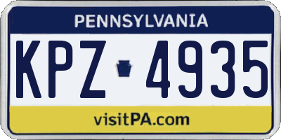 PA license plate KPZ4935