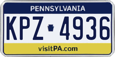 PA license plate KPZ4936