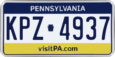 PA license plate KPZ4937