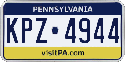 PA license plate KPZ4944