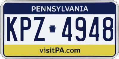 PA license plate KPZ4948