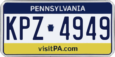 PA license plate KPZ4949